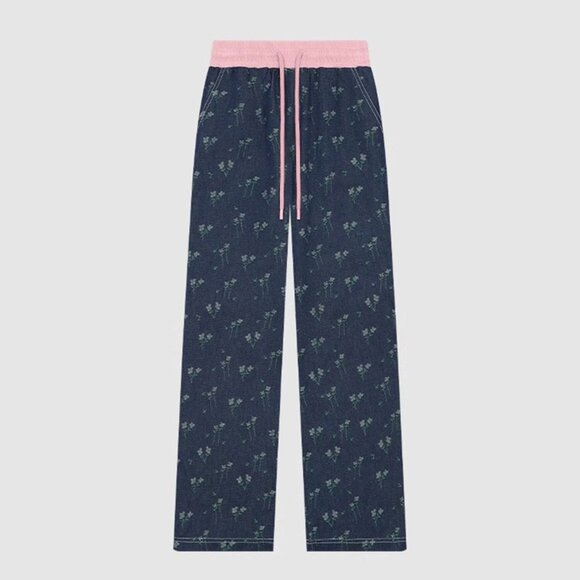 B.Sure Contrast Color Straight Casual Trousers - Picture 1 of 4